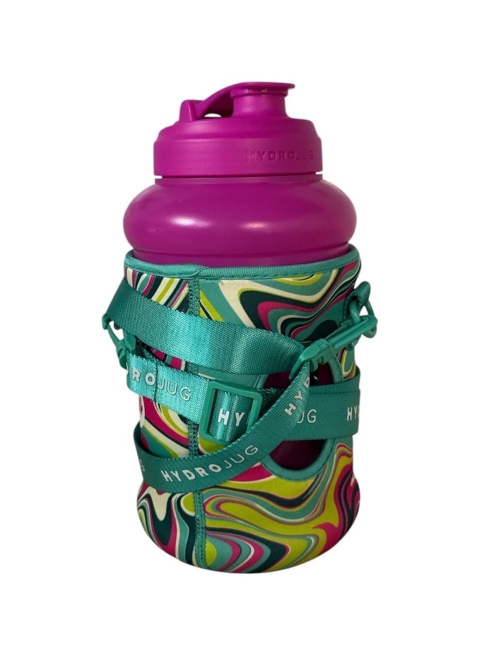 HydroJug Pink Lid with Teal Swirl Neoprene Sleeve NWOT